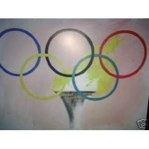 OLYMPIC RINGS TORCH AND FLAMES PRINT (GYMNASTICS)