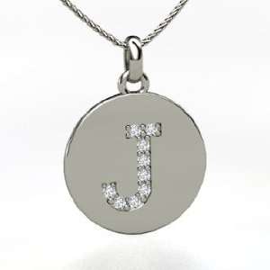   Pendant, 14K White Gold Initial Necklace with Diamond Jewelry