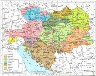 AUSTRIAPeoples of Austria Hungary in 1914,1956 map  