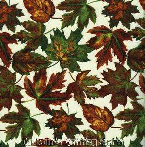 FALL LEAVES~Autumn Quilt FABRIC~Cream/Rust/Green~1/2 YD  