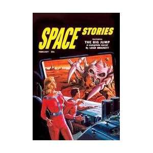  Space Stories Space Monster Attack 28x42 Giclee on Canvas 