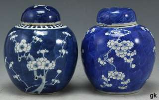   Antique Chinese Porcelain Ginger Jars Traditional Blue & White  