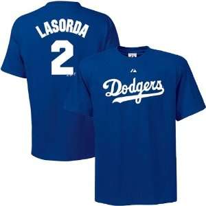 Majestic L.A. Dodgers #2 Tommy Lasorda Royal Blue Cooperstown Player T 