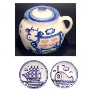  Beanpot, Ship & Whale Pattern