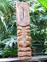 TIKI STATUE #102 Totem Pole Polynesian Wood Carving Art  