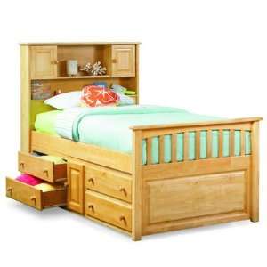   Captains Bookcase Bed w/ Underbed 4 Drawers Chest in Natural Maple