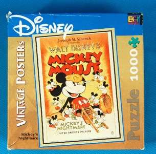 DISNEY MICKEY MOUSE VINTAGE POSTER PUZZLE MICKEYS NIGHTMARE  