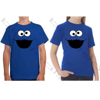 Cookie Monster Face Sesame Street T Shirt Boys Girls Cartoon Eye Mouth 