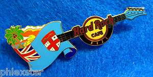 FIJI *FIJIAN FLAG ISLAND SUNSET* GUITAR Hard Rock Cafe PIN LE  