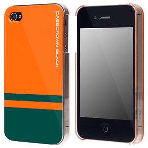   Black Stripes Clip Case for Apple iPhone 4 4S (Orange Teal)  