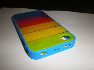 GEL EDGED CASE WITH RAINBOW STRIPE FOR IPHONE 4G LIMS  