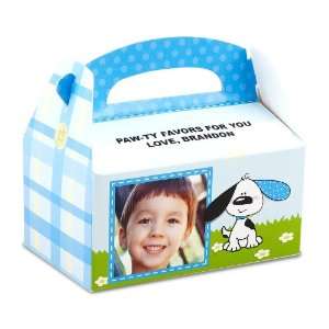  Playful Puppy Blue   Personalized Empty Favor Boxes (8 