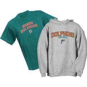  Miami Dolphins NFL Youth Belly Banded Hooded Sweatshirt and T Shirt 