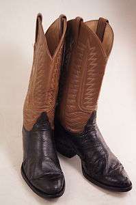 Tony Lama Black Brown Leather 8 D Mens Western Boots  