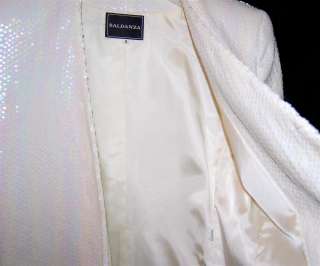 Baldanza White Aurora Borealis Sequin Blazer Jacket Sz8  