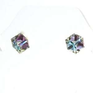  TOC Presents 925 Silver Crystal Cube Earrings Jewelry
