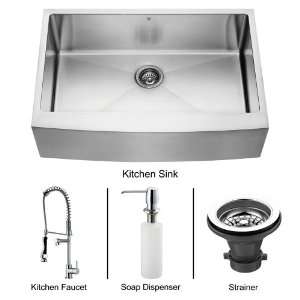 Vigo VG15087 Stainless Steel Kitchen Sink and Faucet Combos Single 