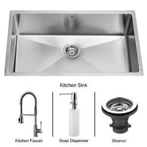 Vigo VG15063 Stainless Steel Kitchen Sink and Faucet Combos Single 