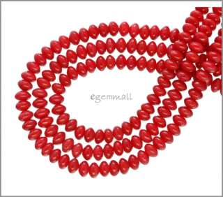 16 Red Bamboo Coral Rondelle Roundel Beads 5mm #63066  