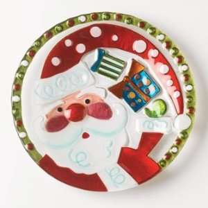  Stocking Hat Santa Glass Fusion Plate by Lori Siebert 