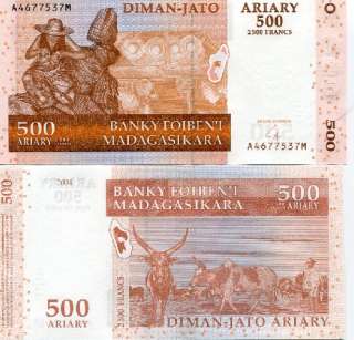 madagascar 500 francs lot 10 pcs banky foiben i madagasicara 2004 pick 