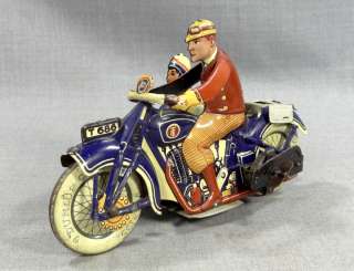 GERMAN PRE WAR TIPP&CO TIPPCO SIDECAR MOTORCYCLE T686 TCO WIND UP TIN 
