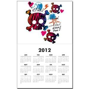  Calendar Print w Current Year Psychedelic Punk Girl Skulls 