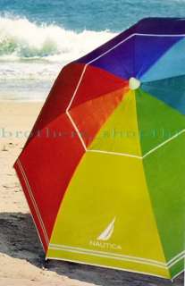   Multi Color Rainbow Beach Umbrella Tilt Patio UPF 50+ Carry Bag  