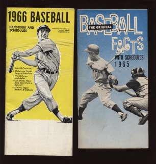 1965 & 1966 Baseball Facts / Schedule Booklets VGEX  