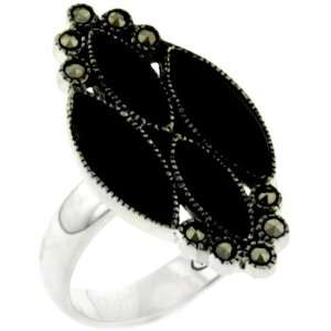  Size 7 Four Marquise Onyx Rings Pugster Jewelry