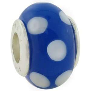  Biagi Dark Blue with White Dots Glass and Sterling Silver 