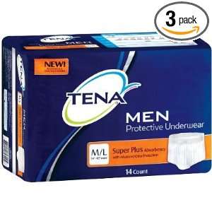  Tena Mens Protective Underwear, Super Plus, Medium/Large 