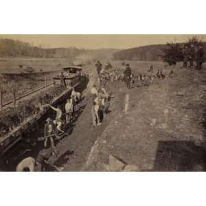  Civil War train thruway excavation 20X30 Paper with Black 