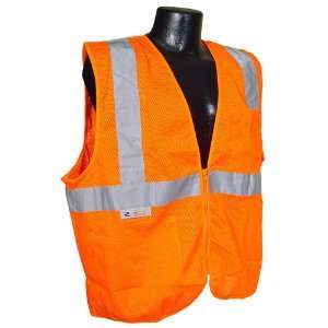 Radians 2 Pockets Mesh High Visibility Neon Orange Zipper Front Safety 