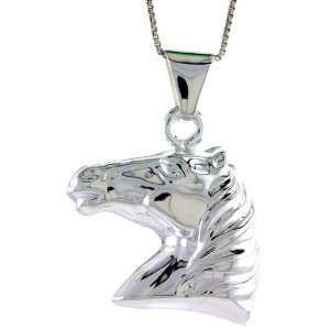  Sterling Silver Large Horse Head Pendant, Made in Italy. 1 