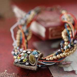  Hmong Designed Opal Bracelet Colorful Alloy Beads 