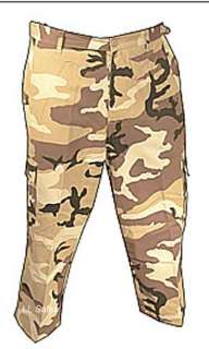 Desert Storm BDU Camouflage Camo Capri Cargo Pants  
