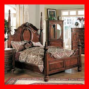   Formal Cherry Queen King Poster Panel Bed Only Bedroom Furniture