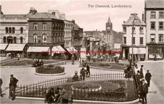 Derry The Diamond old b/w Ireland Photo 14 x 11 Mounted  