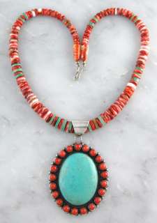 Navajo Larry Begay Sterling Silver Turquoise Coral Spiny Oyster 
