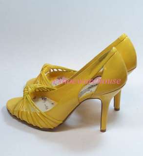 Flirty 2 Sexy Strappy Open Toe Shoe Pump Yellow Patent  