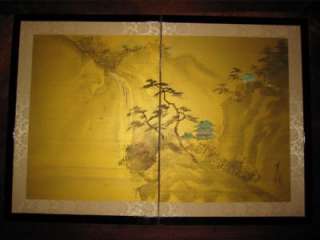 Old Asian Chinese Silk Painting Folding Art 16 X 24  