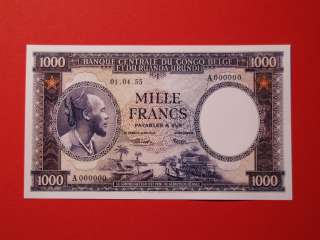 Reproduction Belgian Congo 1000 Francs 1955  