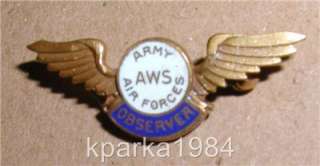  Army Air Forces Aircraft Warning Service (AWS) OBSERVER wings