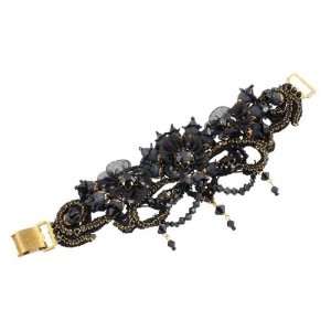  Michal Negrin Black Fine Lace Based Bracelet Made with Fabric 