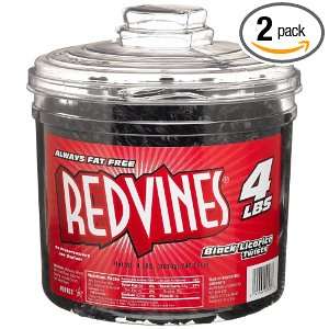 Red Vines Black Licorice Twists , 64 Ounce Jars (Pack of 2)  