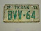1972 Texas License Plate Vintage Classic Ford Dodge Lincoln Mercury 