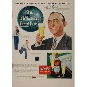  1949 Ad Blatz Beer Enrico Hank Marino Bowling Bowler 