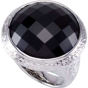   Size 07.00 20.00X20.00 Mm Genuine Checkerboard Onyx Ring Jewelry