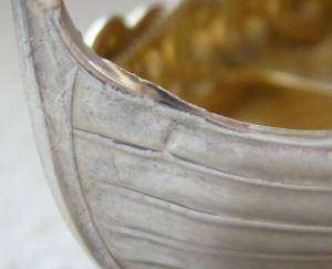 RARE VIKING SHIP SOLID STERLING SILVER OPEN SALT CELLAR DIP dish bowl 